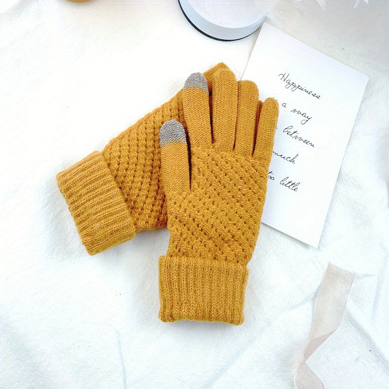 Adult Winter Knitted Gloves Unisex Warm Short Gloves for Women & Men