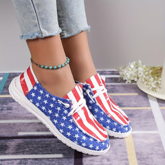 Women's Star & Striped Canvas Shoes Casual Lace Up Outdoor Lightweight Sneakers
