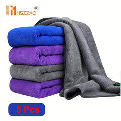5pcs 30x70cm Soft Microfiber Car Wash Towel - No Scratch