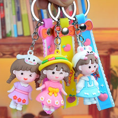 Cute Rubber Keychain Doll for Girls - Perfect for Backpacks and Keys