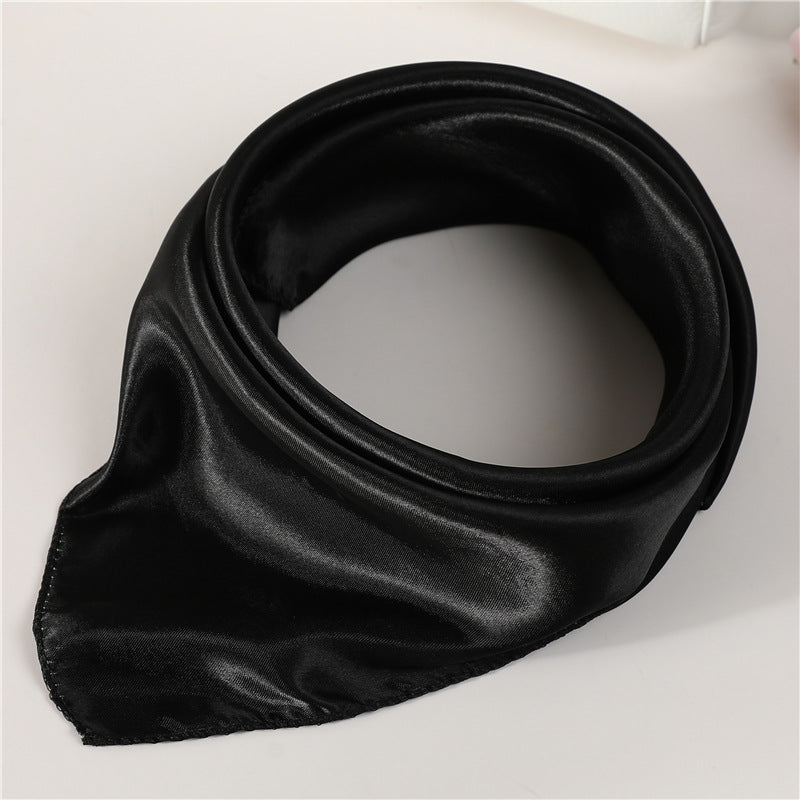 Small Square Satin Scarf Solid Casual Neckerchief Head Wrap Hair Accessories