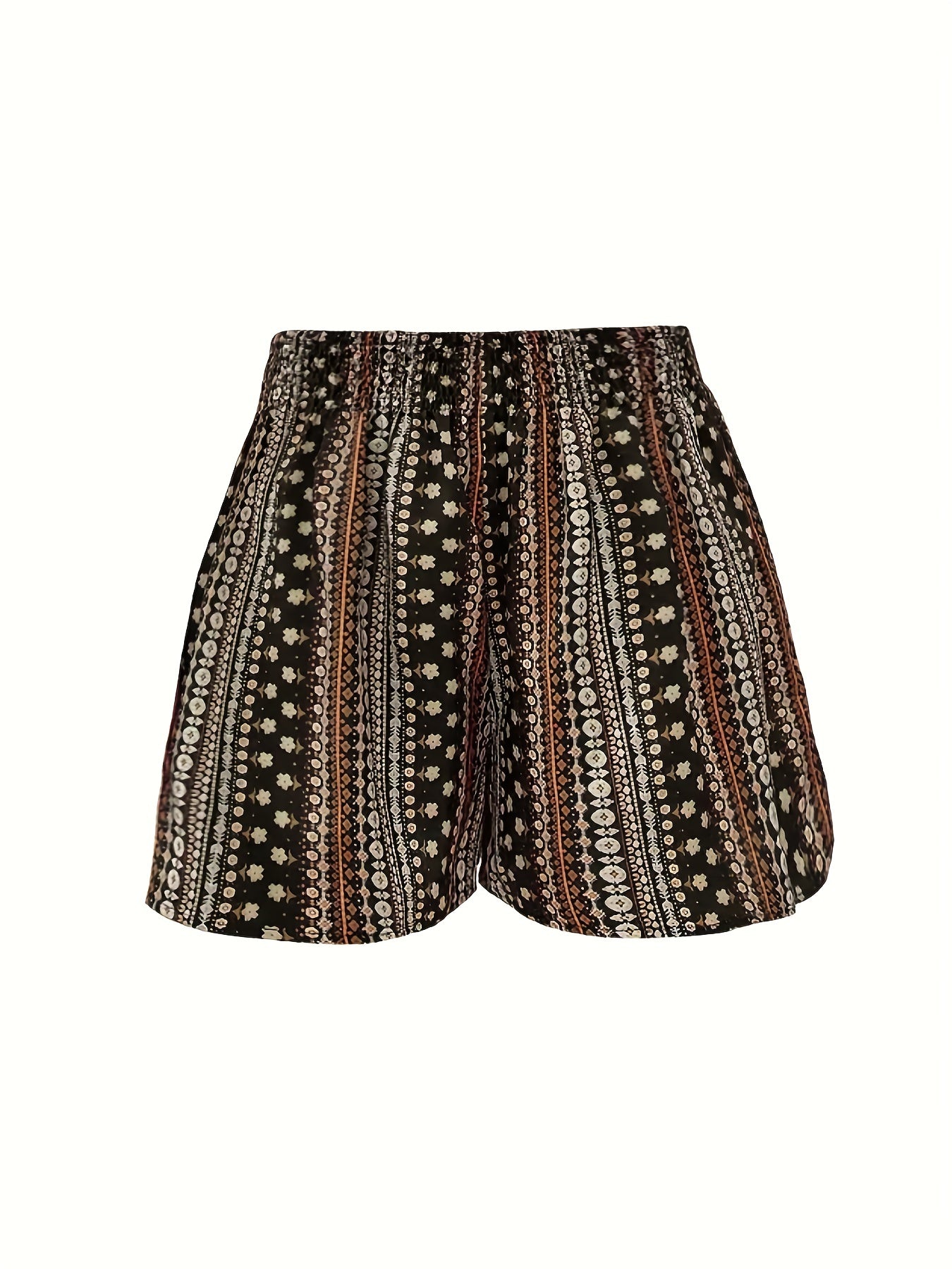 Ethnic Floral Print Shorts Boho Drawstring Wide Leg Shorts Women's Clothing