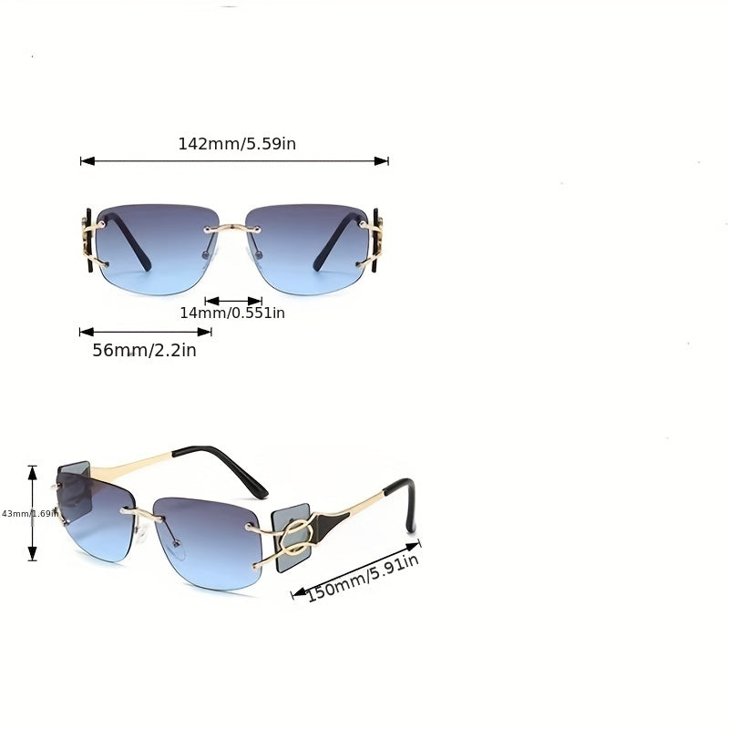 Y2K Rimless Sunglasses Gradient Metal UV400