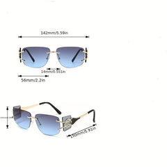 Y2K Rimless Sunglasses Gradient Metal UV400