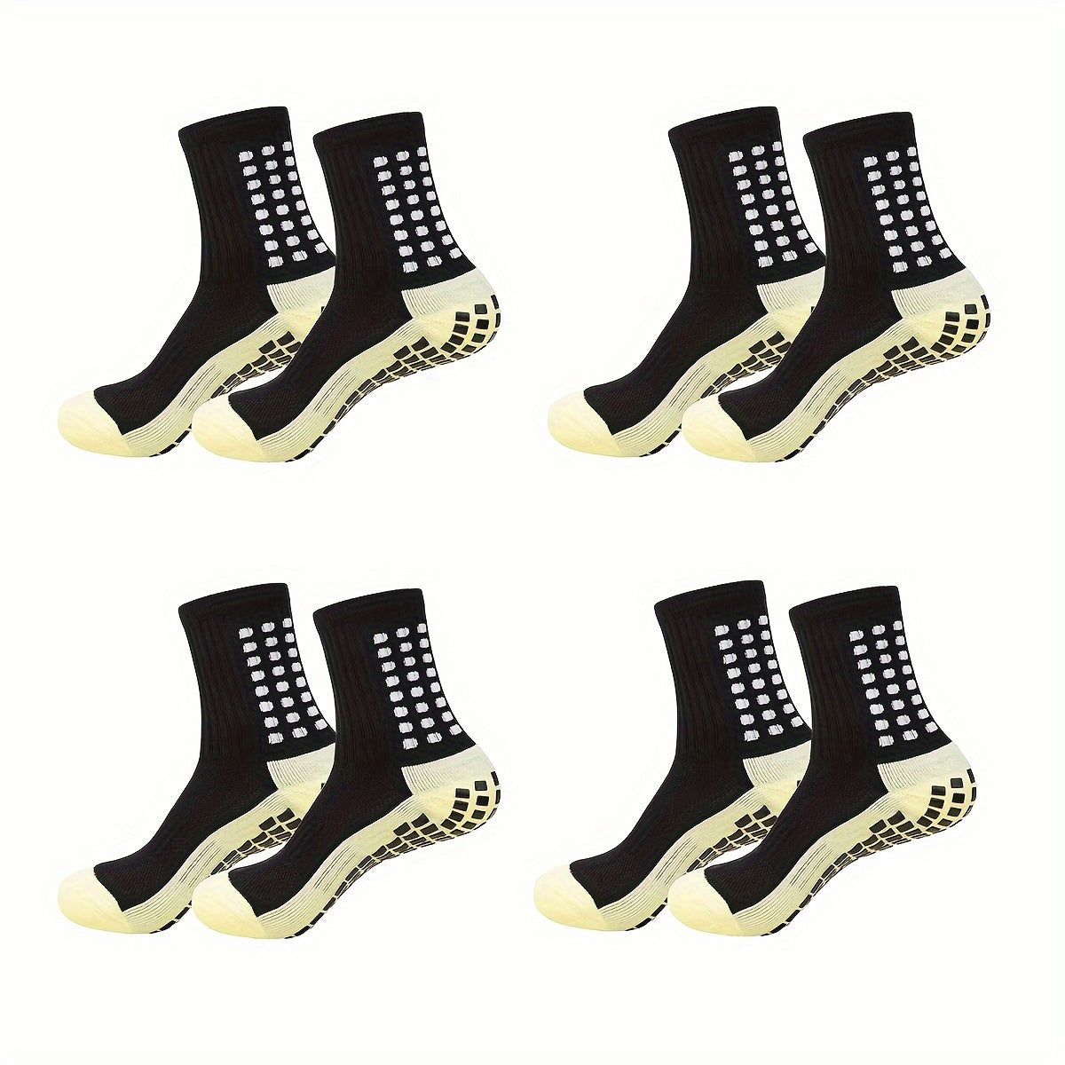 4 Pairs Men's Sports Grip Socks with Grip Pads