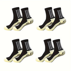 4 Pairs Men's Sports Grip Socks with Grip Pads