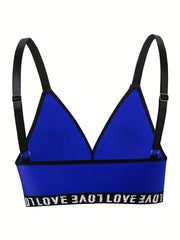 Plus Size Sexy Bra Women's Plus Letter Tape Deep V Neck Wireless Comfort