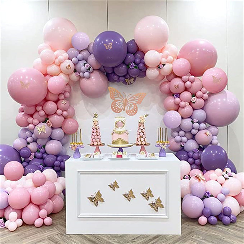 180pcs Light Pink Purple Balloon Arch Kit w/ Butterfly Stickers