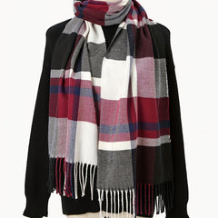 Men's Casual Geometric Plaid Tassel Scarf