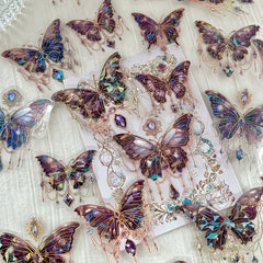 20pcs Butterfly Decorative PET Stickers Retro Diy Handbook Material