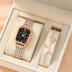 2pcs Girl Watch & Rose Pendant Bracelet Gift For Children