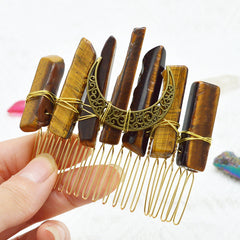 Crystal Quartz Mermaid Hair Comb Natural Stones Hair Accessories