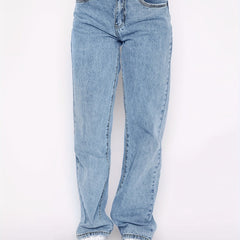 High Waist Ripped Straight Jeans Loose Fit