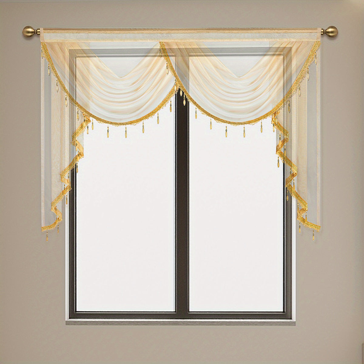 European Style Transparent Sheer Curtain with Rod Pocket