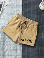 York 5074 Comfy Shorts Men s Casual Solid Elastic Waist Drawstring Shorts