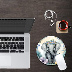 Elephant Mouse Pad Round Non Slip Rubber Mouse Pad Laptop Office Computer Decor
