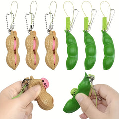 Men's Squeeze Toy Keychain: Squeeze Bean & Peanut for Women, Funny Keyring