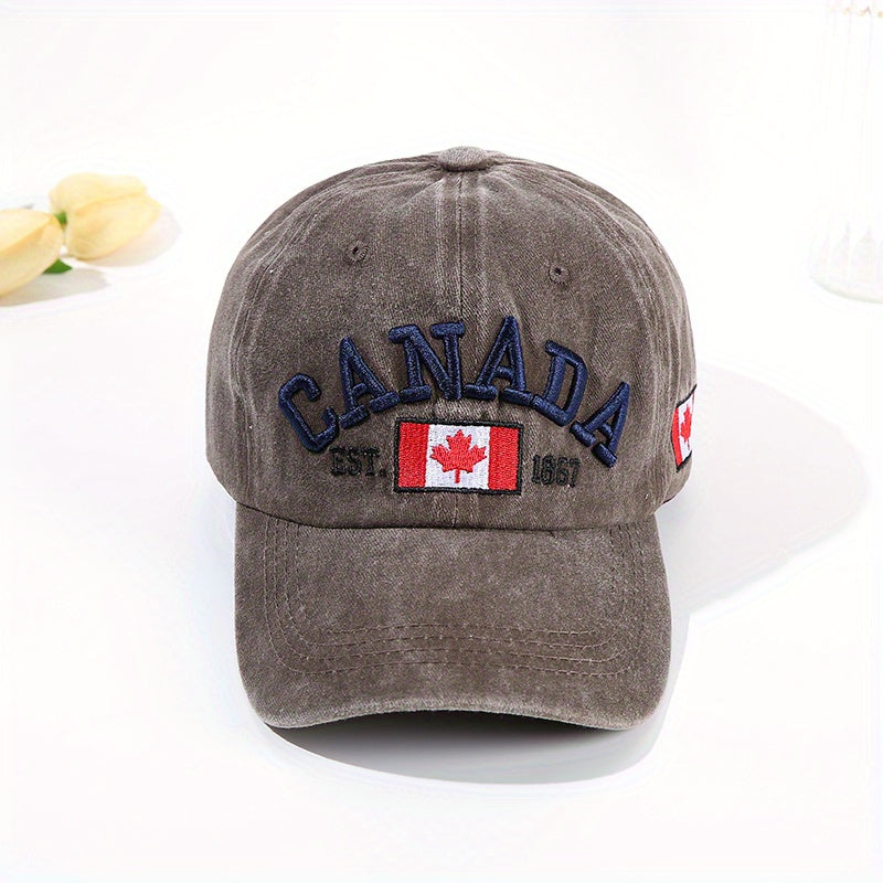 Canada Maple Leaf Baseball Cap Vintage Embroidered Washed Distressed Dad Hats