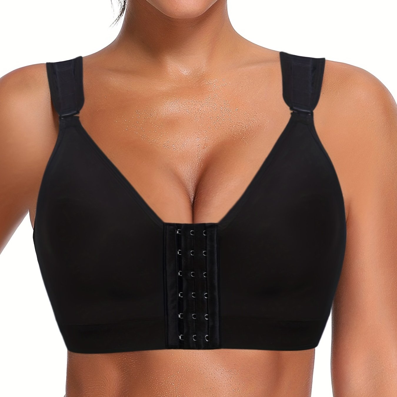 Front Closure Sports Bra Solid No Wire Bralette Vest Women's Lingerie