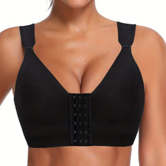 Front Closure Sports Bra Solid No Wire Bralette Vest Women's Lingerie