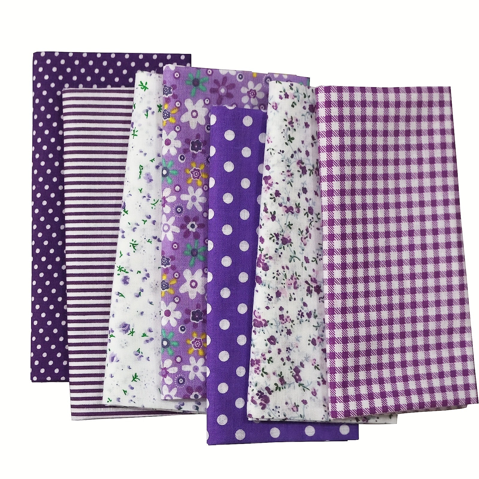 7pcs 24 89 24 Purple Printed Quilted Square Cotton Fabric Bundles