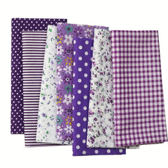 7pcs 24 89 24 Purple Printed Quilted Square Cotton Fabric Bundles