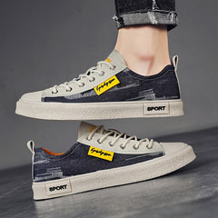 Men's Distressed Denim Skate Shoes Lace up Sneakers