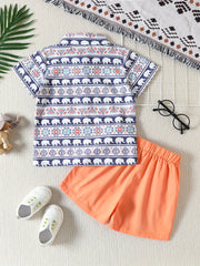 Baby Boys Elephant Graphic Shirt & Shorts Set