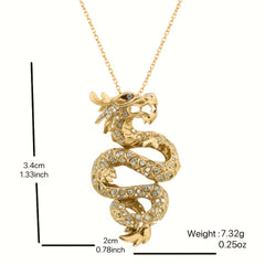 Dragon Pendant Necklace Rhinestone Decor Jewelry For Boys