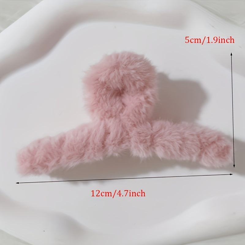 4pcs Plush Hair Claw Clips for Girls