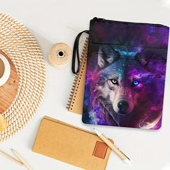 Space Wolf Book Sleeve, Hippie Book Protector Pouch, Hardcover Book Gift