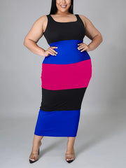 Colorblock Square Neck Maxi Tank Dress