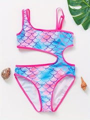 Toddler Girls Fish Scale Graphic One Piece Swimsuit
