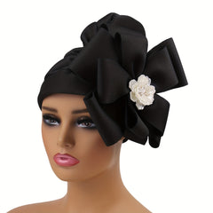 Plate Flower Turban Cap French Style Head Wrap Elastic Beanie Chemo Hats