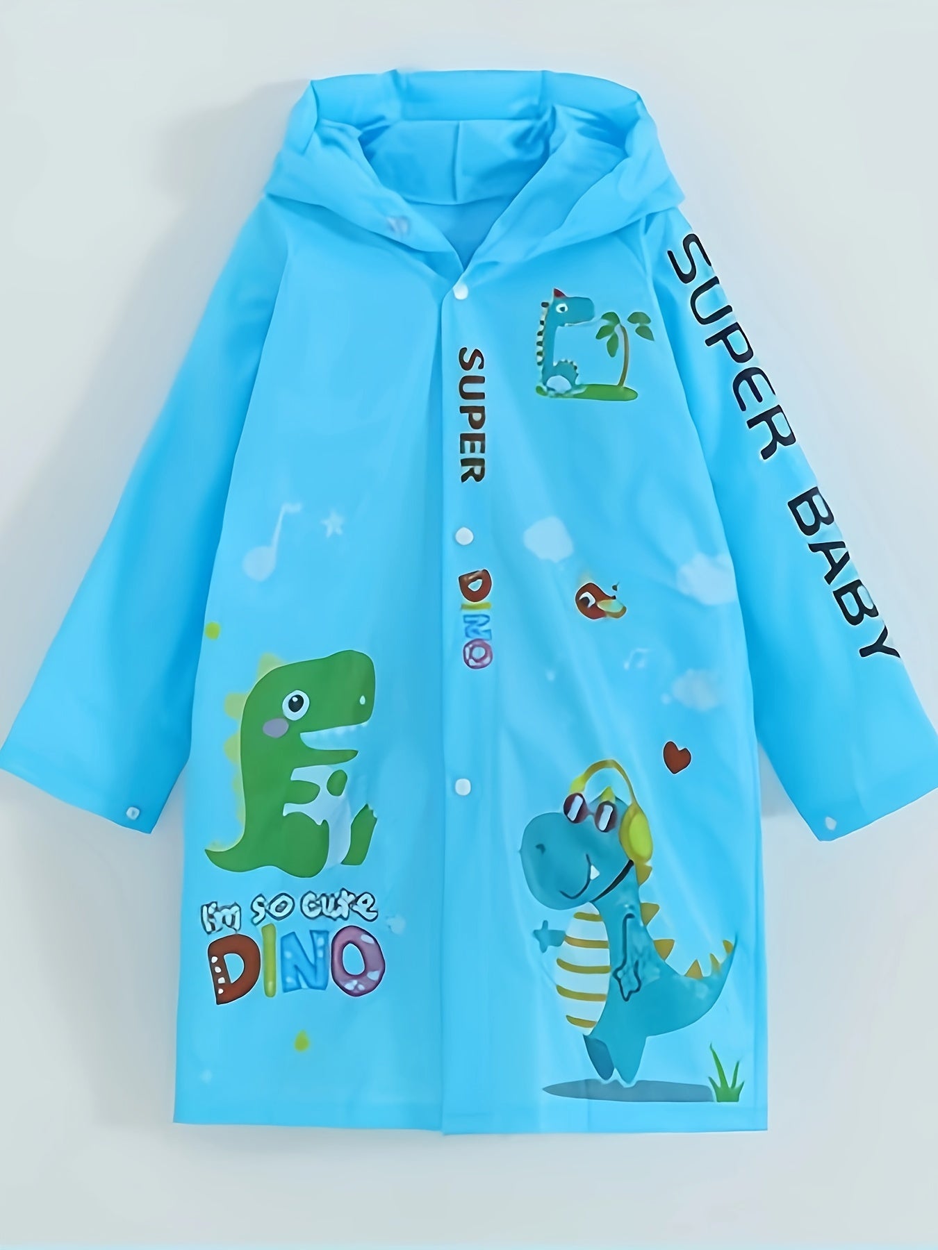 Girls Boys PVC Sun Protection Dino Print Rainbow Poncho Outdoor Gift