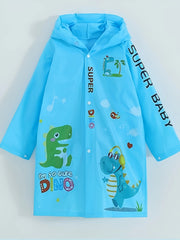 Girls Boys PVC Sun Protection Dino Print Rainbow Poncho Outdoor Gift