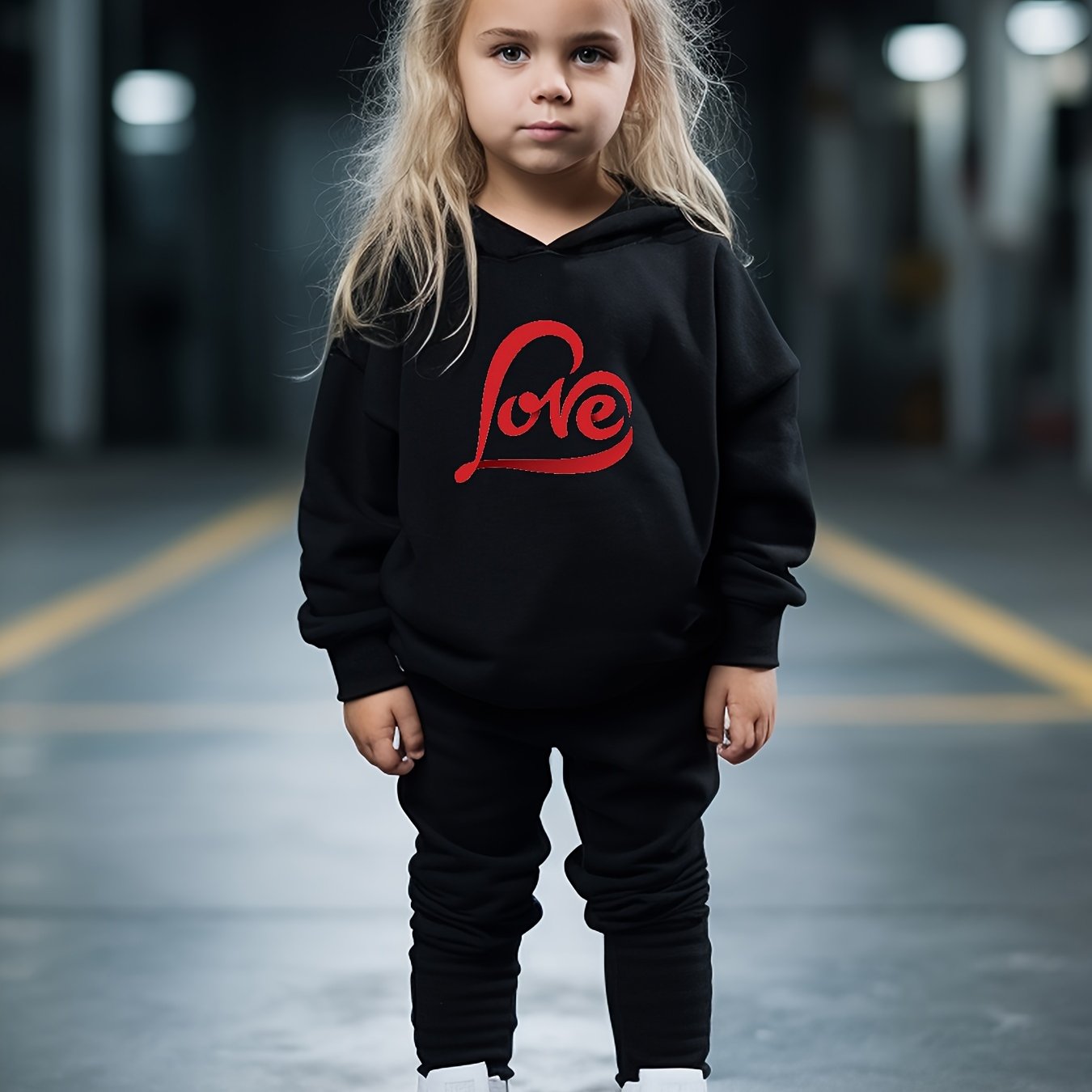 OERYUI 2pcs LOVE Print Hoodies Pants Set for Girls Boys Spring Fall