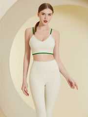 Contrast Strap Beauty Back Sports Bra & High Waist Leggings Set