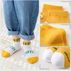 5 Pairs Kids Boat Socks Thin Cotton Breathable Crew Socks Boys Girls