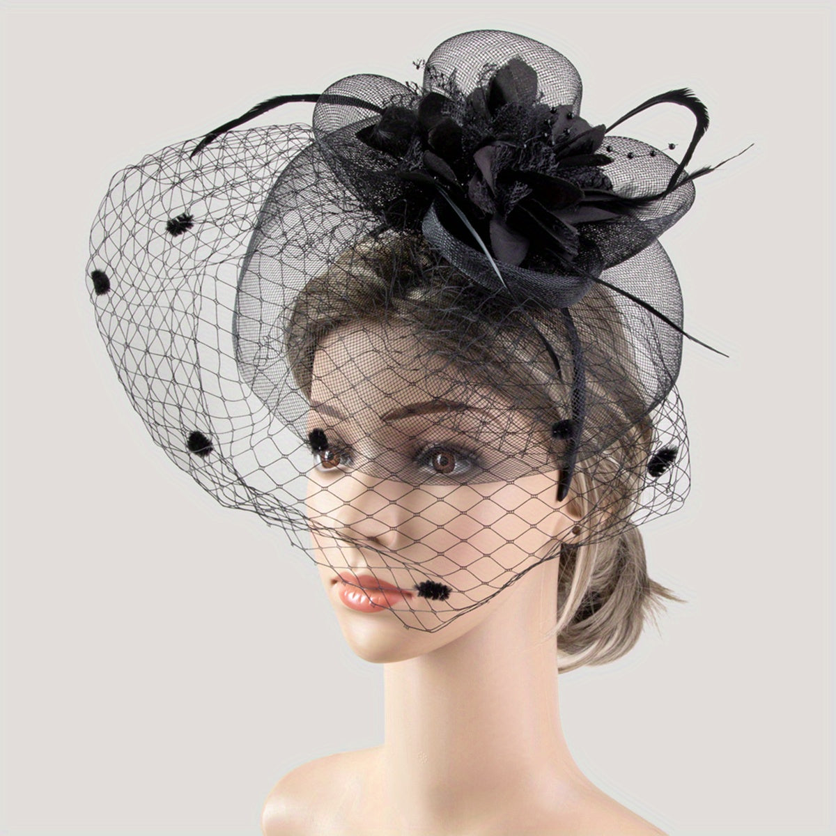 Women Flower Feather Fascinator Tea Party Hat Hand Work Headband