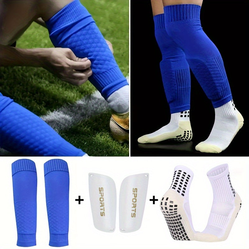 3 Sets Soccer Leg Covers & Non-Slip Sports Socks Protective Gear