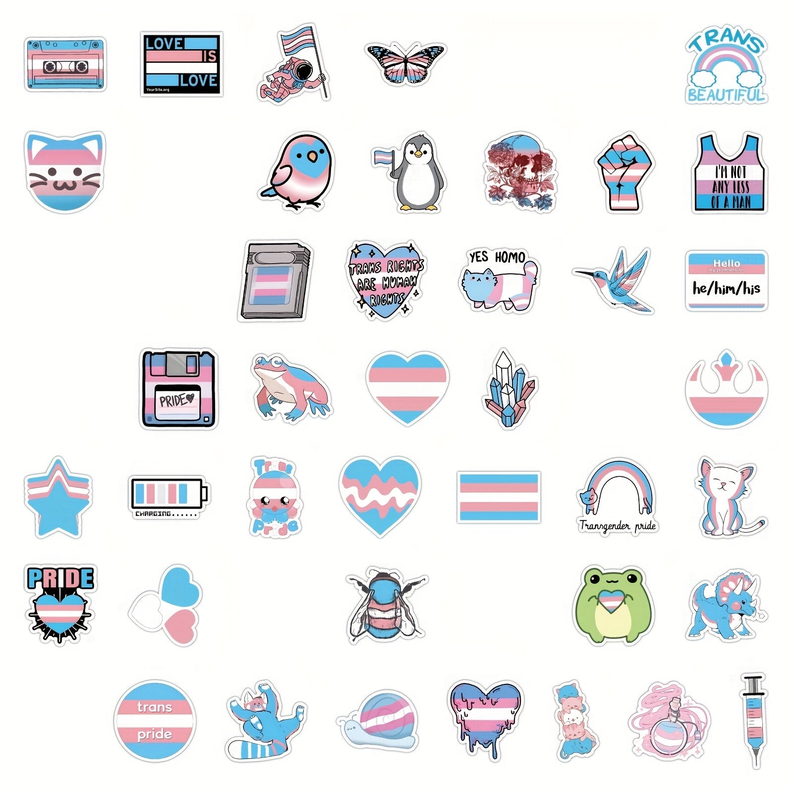 Transgender Pride Vinyl Stickers - 100pcs Pack