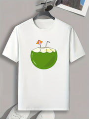 Coconut Juice Print Men's Graphic T-shirt for Summer