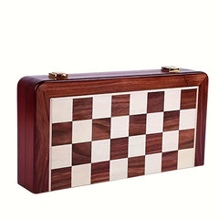 Wooden Foldable Chessboard with Metal Pieces - Christmas Game Gift