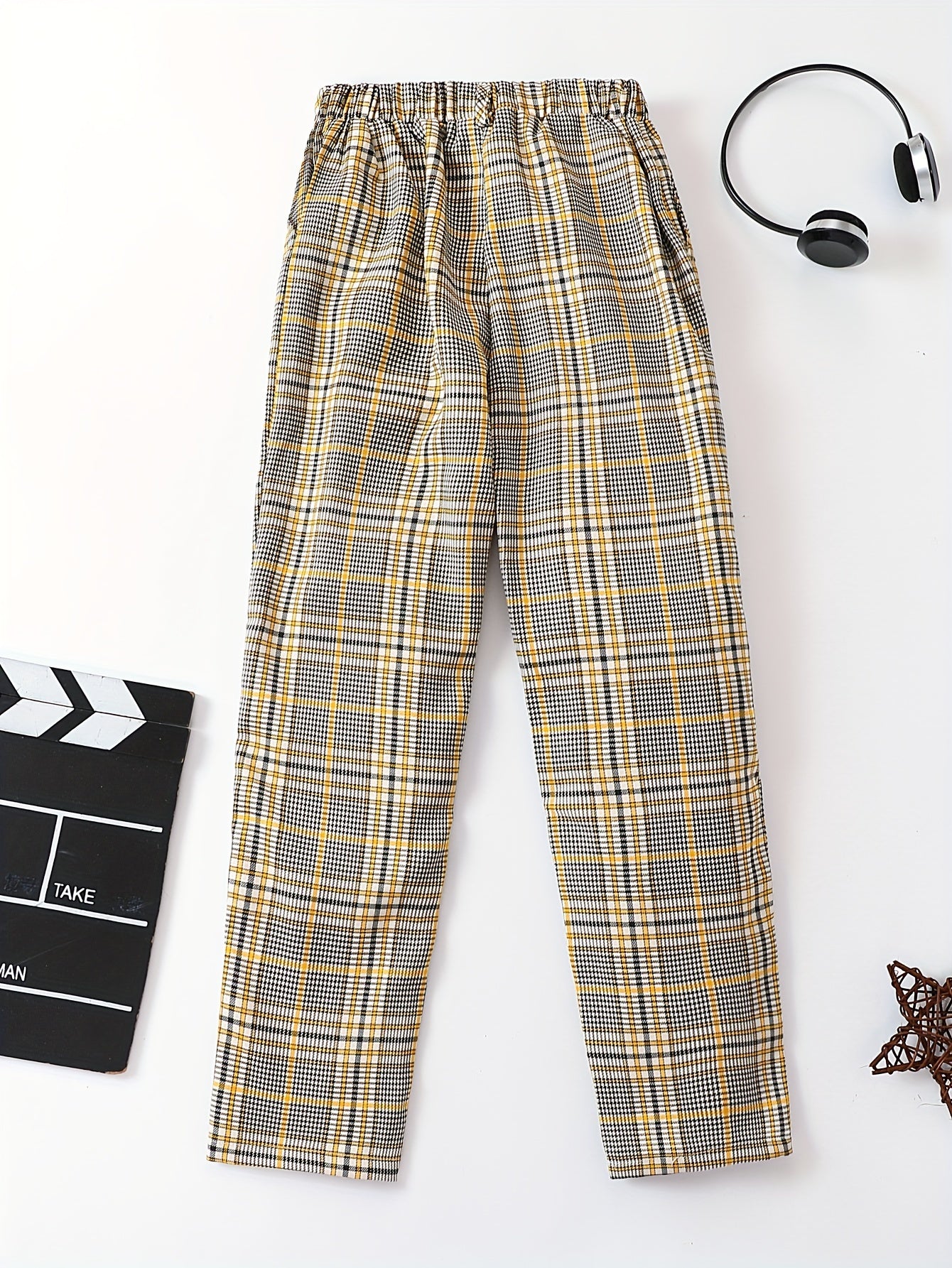 Boys Casual Plaid Print Comfortable Active Pants