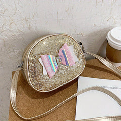 Kids' Glitter Crossbody Bag with Bow Decor