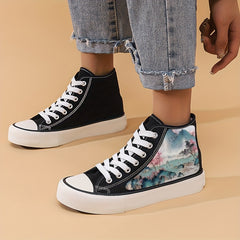 Chinese Landscape Painting Print High Top Canvas Sneakers