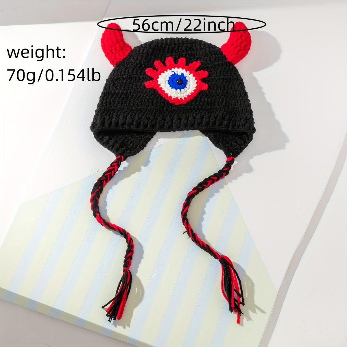 Funny Devil Beanie Warm Knit Hat Ear Flap Unisex Coldproof Beanies Autumn Winter