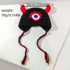 Funny Devil Beanie Warm Knit Hat Ear Flap Unisex Coldproof Beanies Autumn Winter