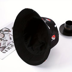 Red Mushroom Print Bucket Hat Casual Sunshade Basin Hat Unisex